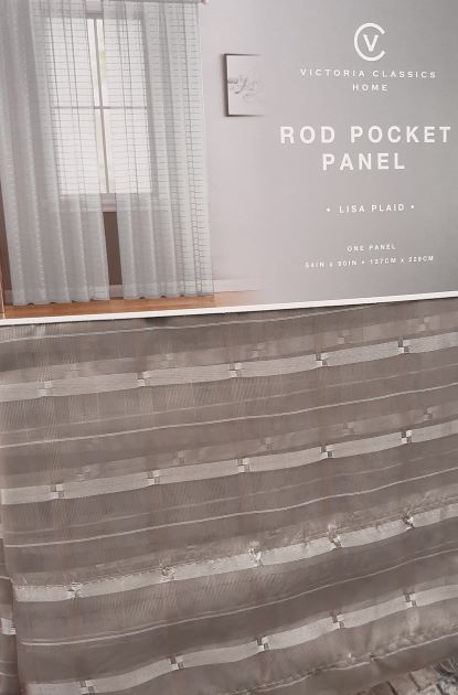 LISA PLAID SHEER ROD PANEL 55X90