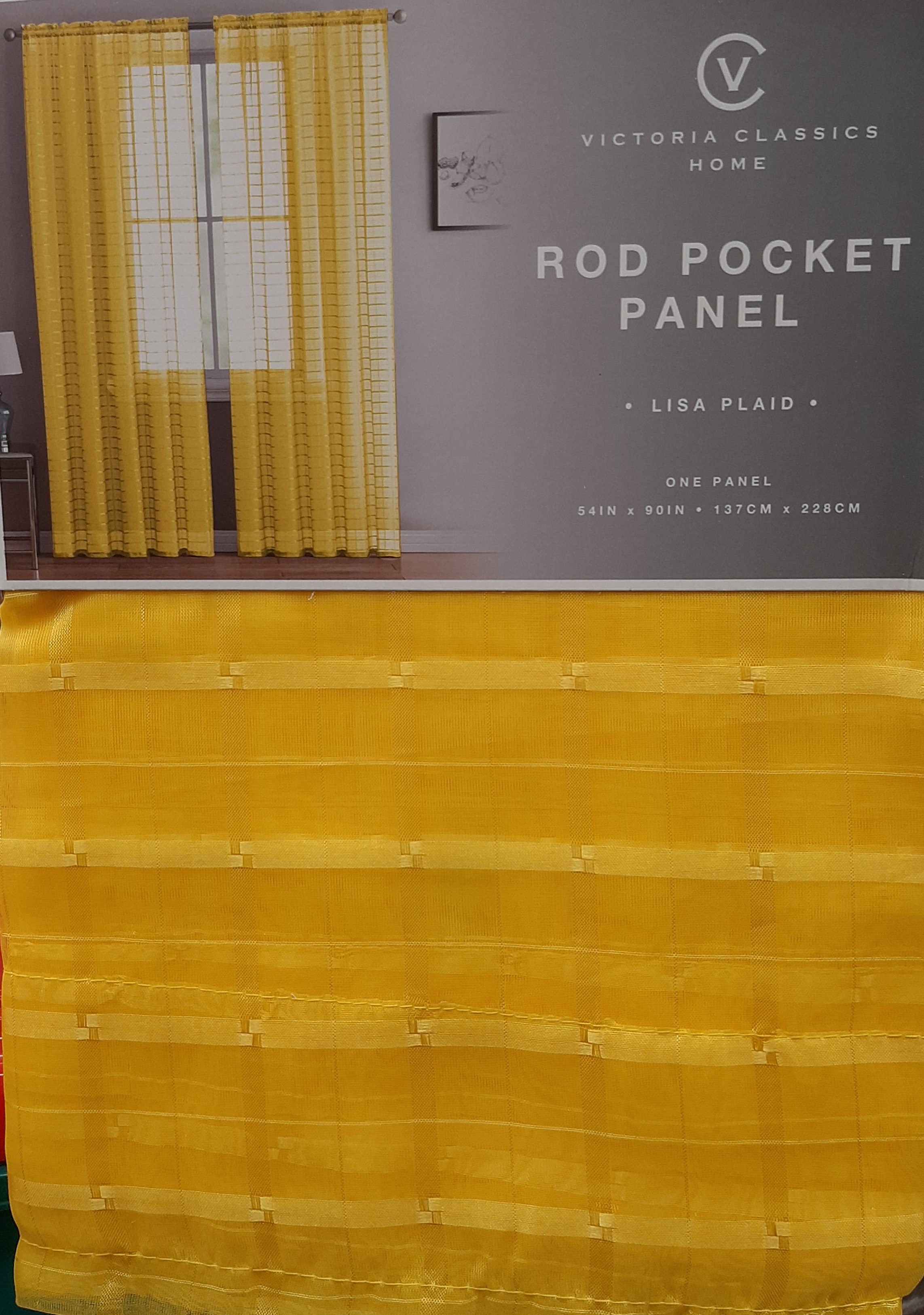LISA PLAID SHEER ROD PANEL 55X90