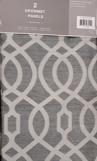 JAQUARD PANEL PAIR 76X96"-GRAY