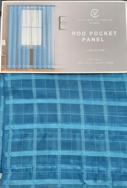 LISA PLAID SHEER ROD PANEL 55X90
