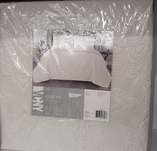 3PC Embossed Quilt Set King Wht