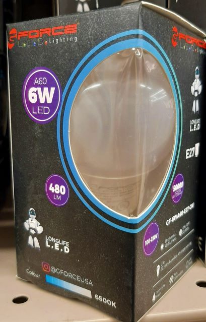 6W A60 LED BULBS, COLD WHITE.