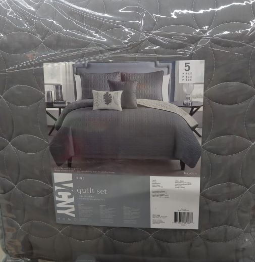 3PC QUILT SET KING Chrcal/vanill