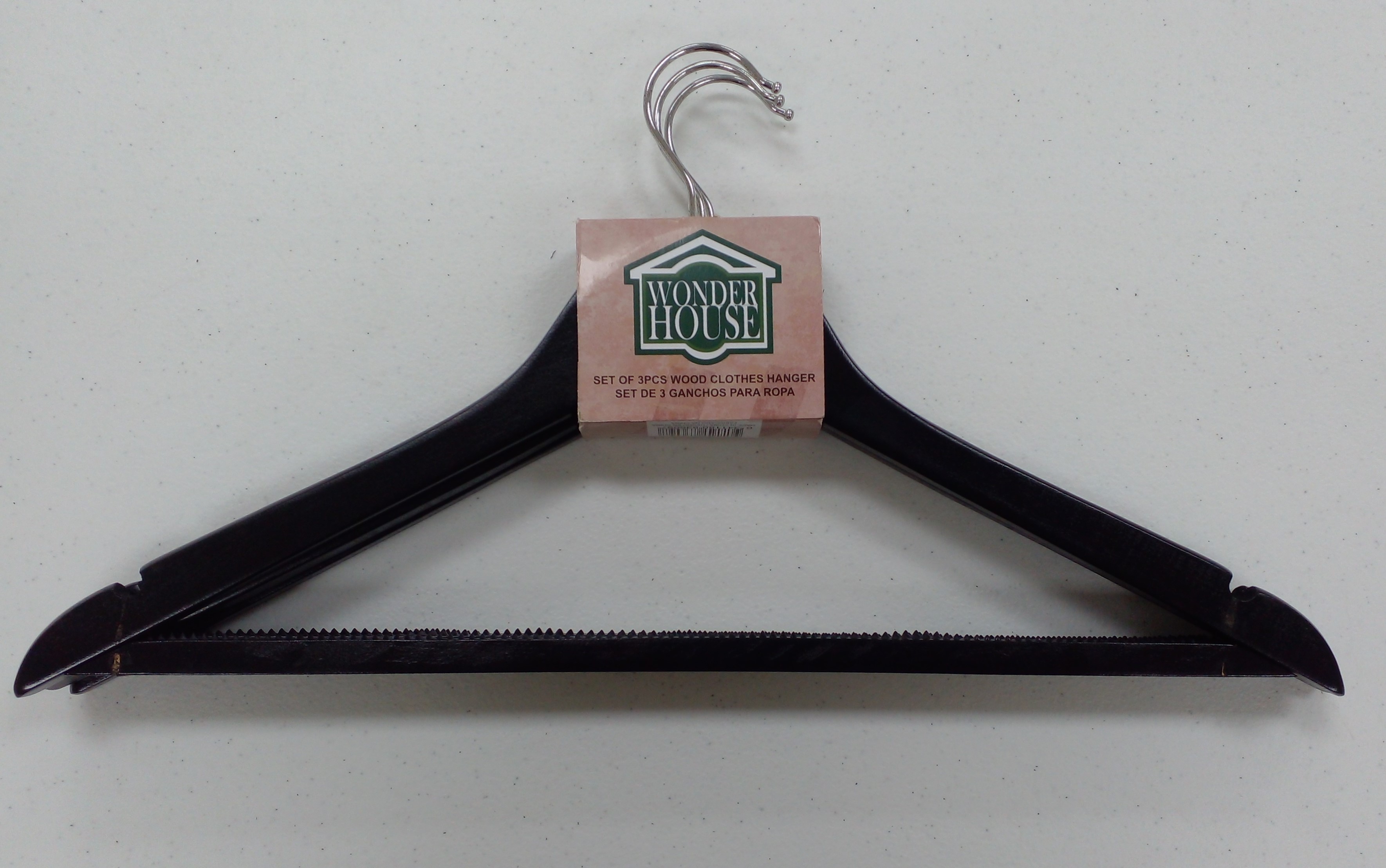 3PCS WOOD CLOTH HANGR W/GRIP