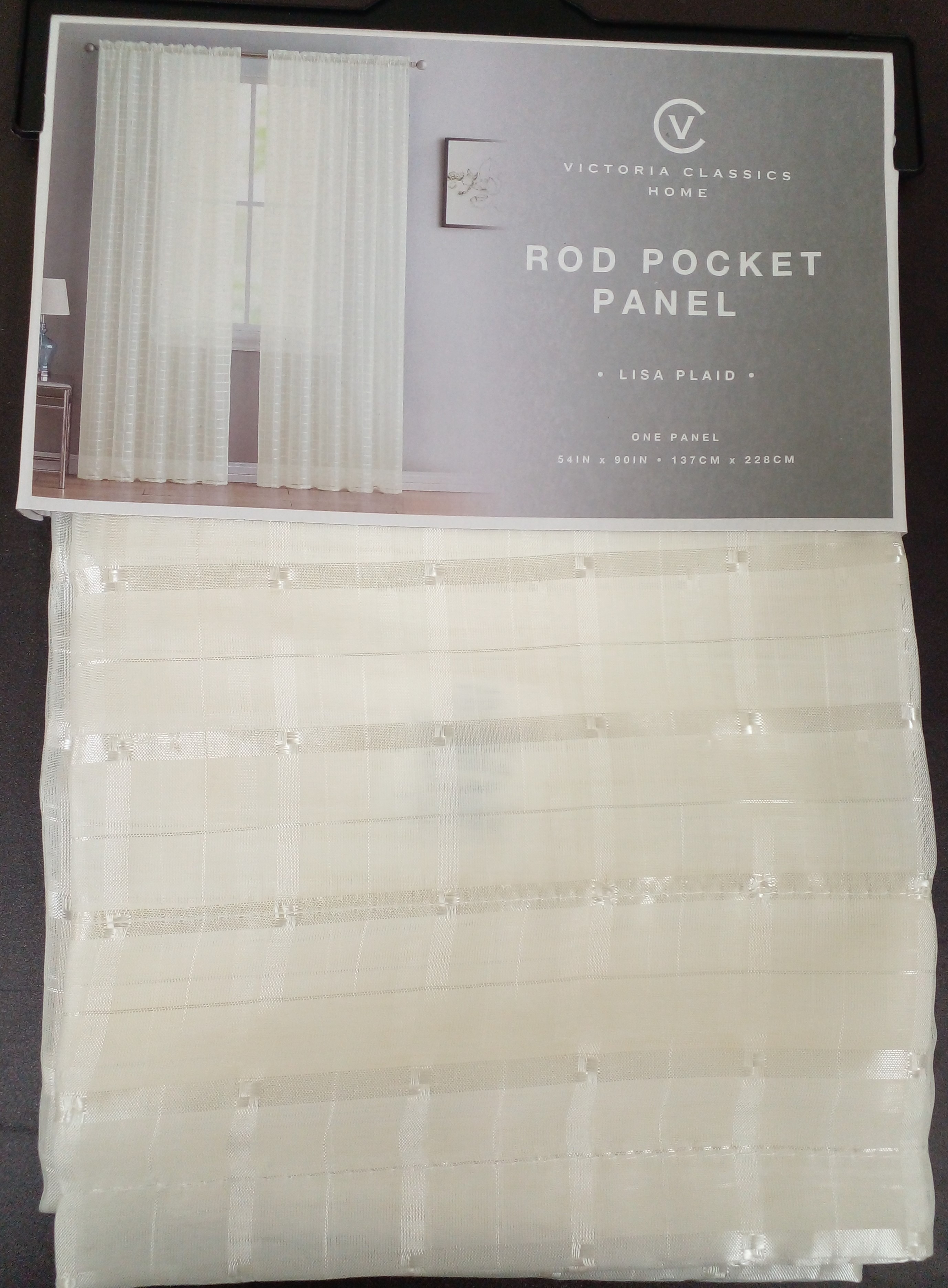 LISA PLAID SHEER ROD PANEL 55X90