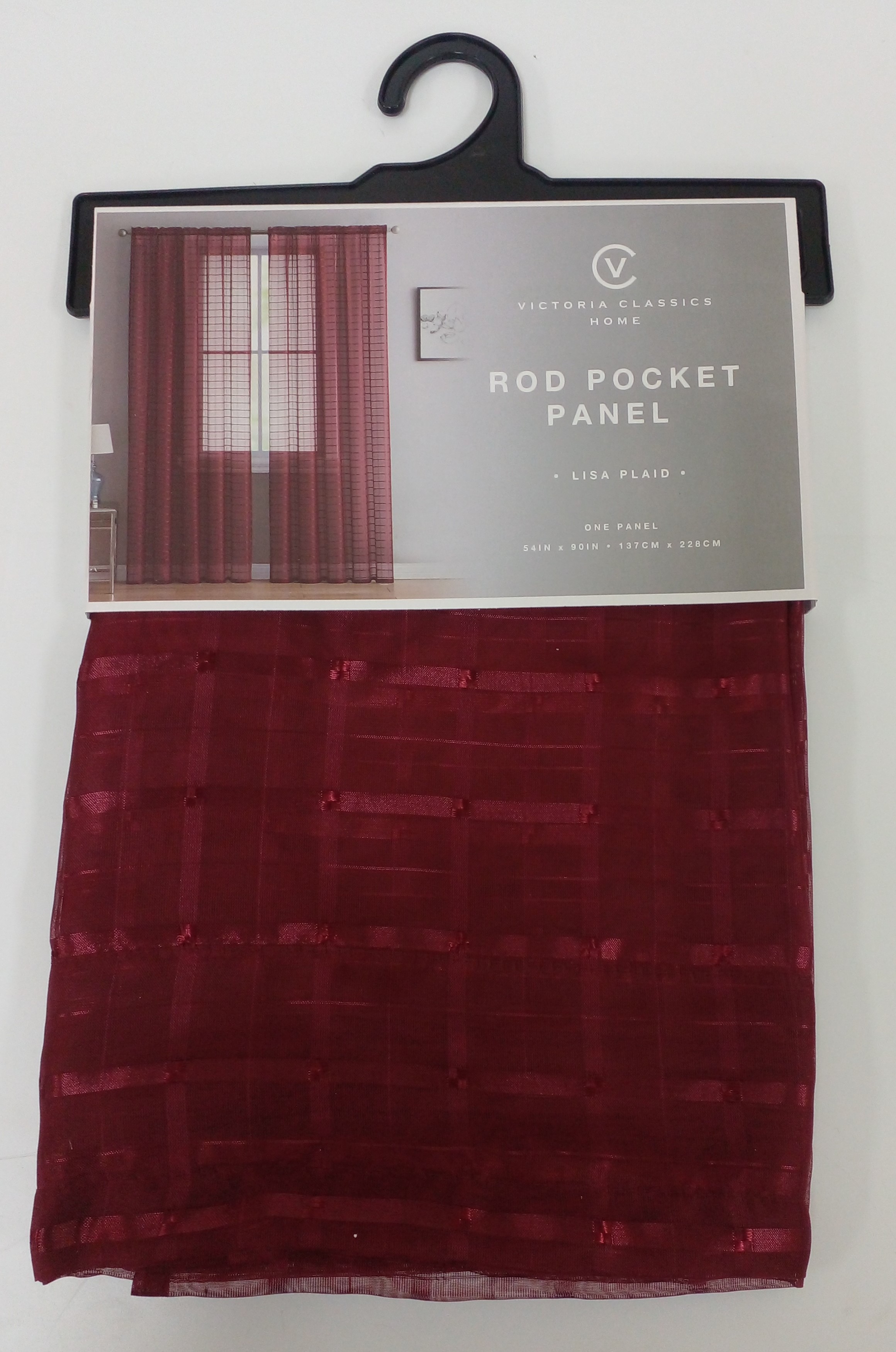 LISA PLAID SHEER ROD PANEL 55X90