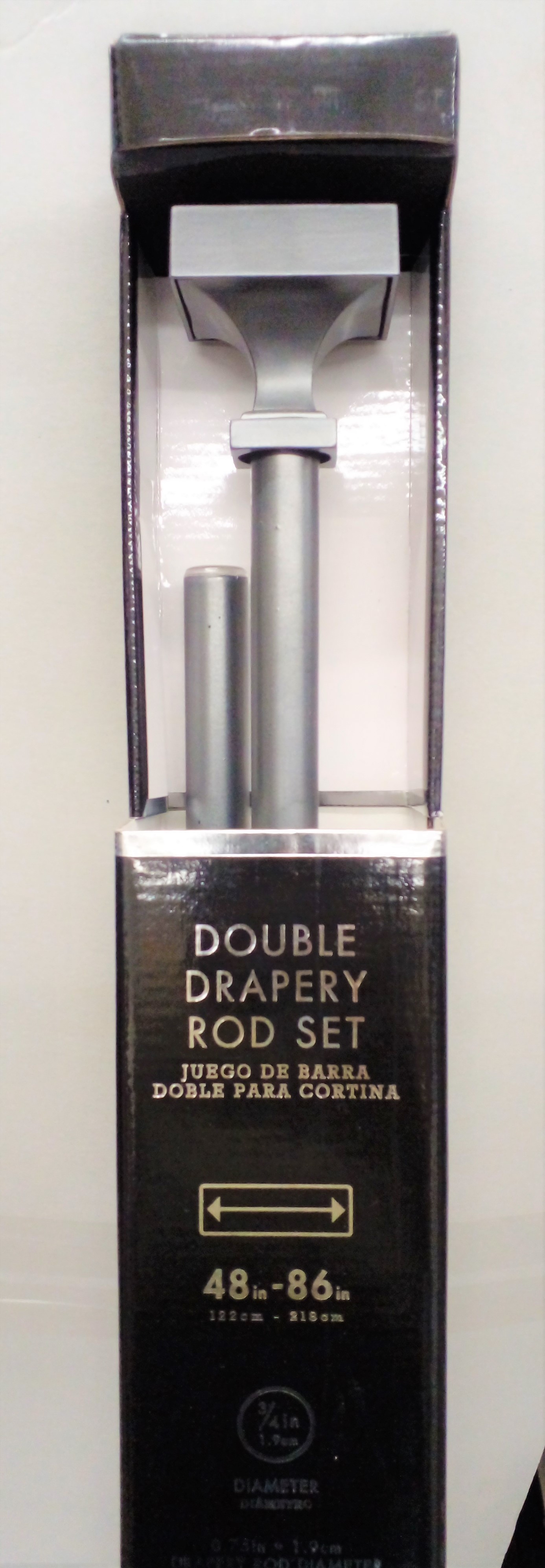 SQUARE DBLE ROD SET 48"X86" GREY