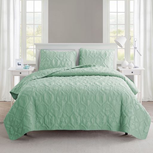 Shore 3PC Quilt Set-Mint Green