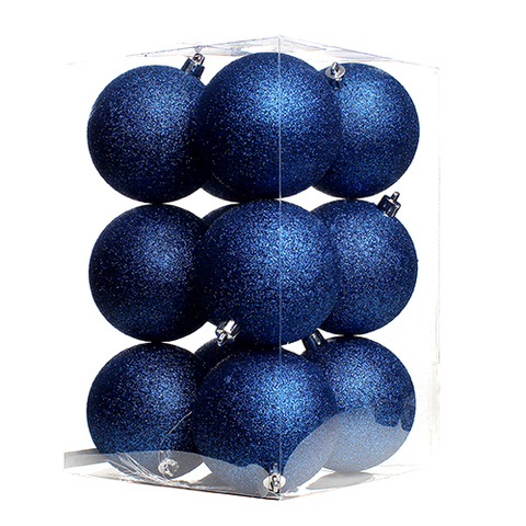 BALL 12PC GLIT PVC BOX 8CM .
