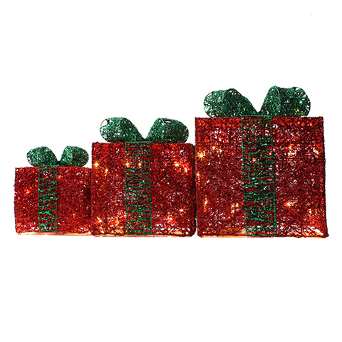 XMAS GIFTBOX W/LIGHT 25CM