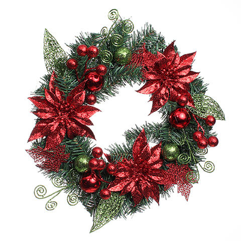 46CM WREATH RED/GREEN .