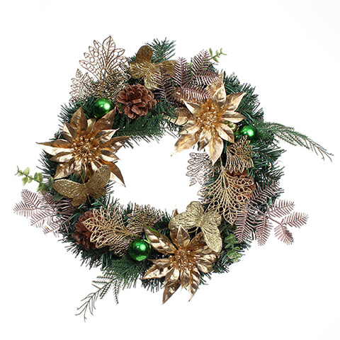 46CM WREATH GOLD/GREEN .
