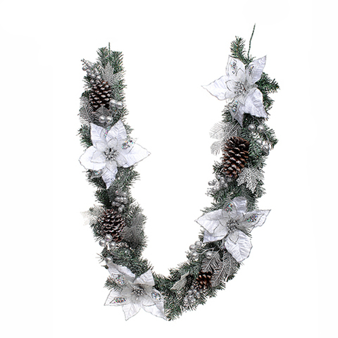 180CM GARLAND SILVER/WHITE .