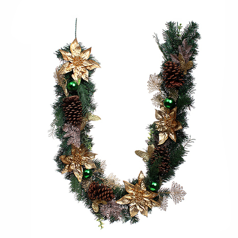 180CM GARLAND GOLD/GREEN .