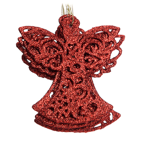XMAS ORNAMENT 6PC RED .