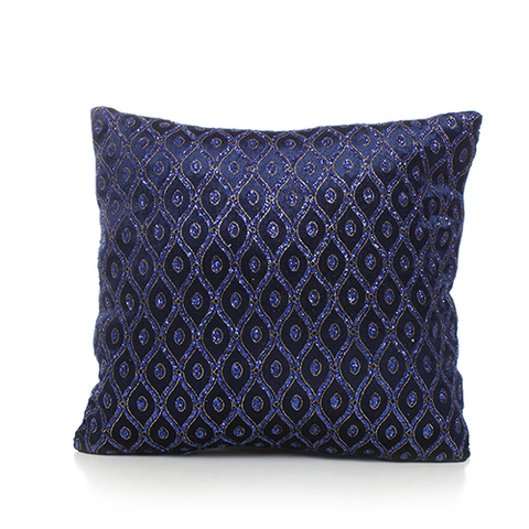 14X14" FABRIC PILLOW BLU/GLD .
