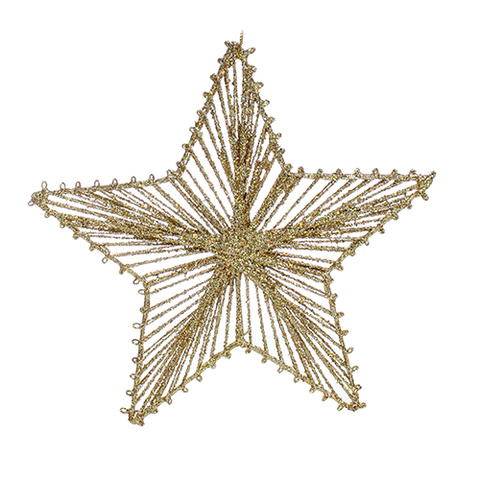 XMAS HANG STAR GOLD 20CM .