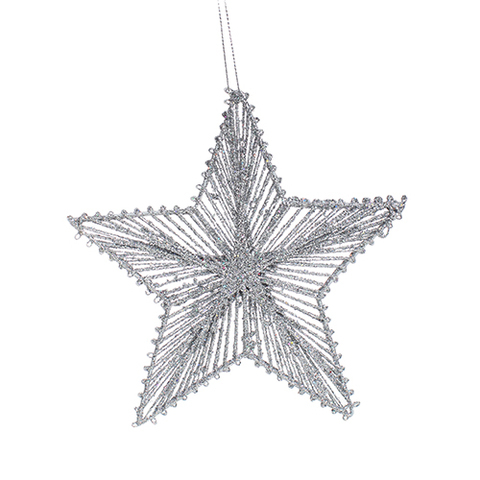XMAS HANG STAR SLVER 20CM .