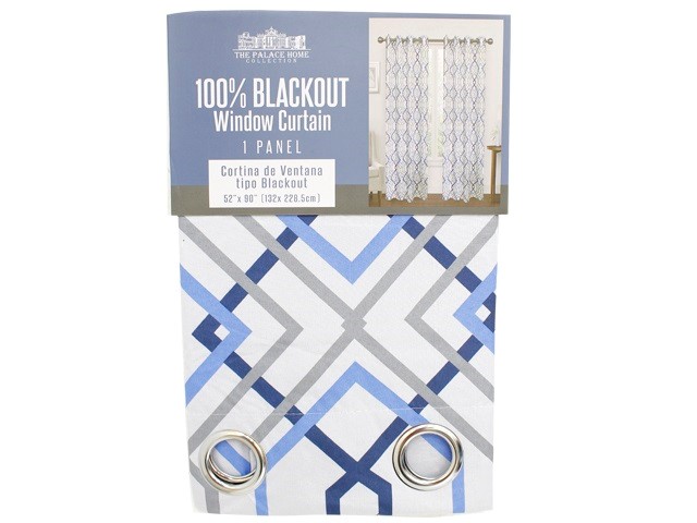 1PC BLUE/GREY MICRO WNDW CURTN