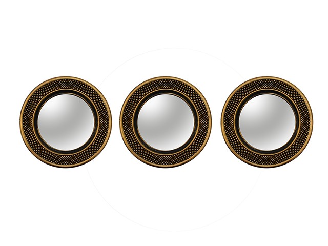 3PC ANTIQ GLD 10"ROUND MIRROR