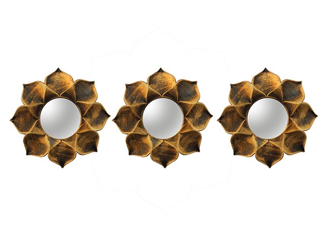 3PC ANTIQ GLD 10" PLASTIC MIRROR