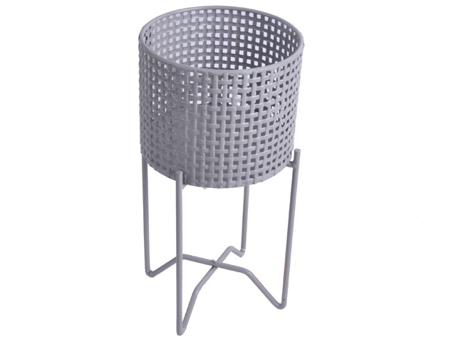GRY FLWR POT W/ IRON RACK