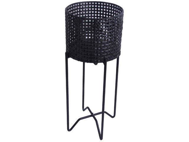 BLK FLWR POT W/IRON RACK