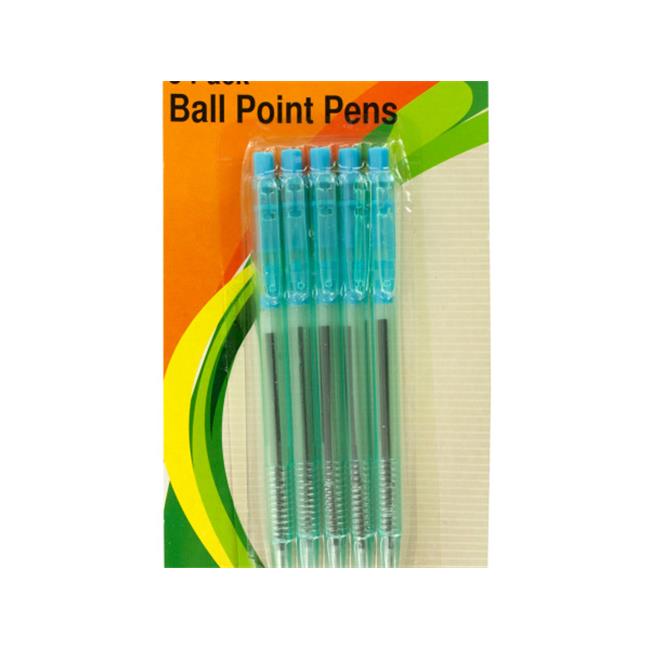 5PK BLUE BALL POINT PENS SET