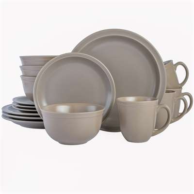 DINNERWARE RND MATTE GREY 16PC