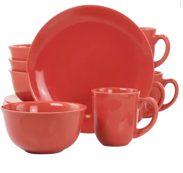 DINNERWARE ROUND RED 12PC SET