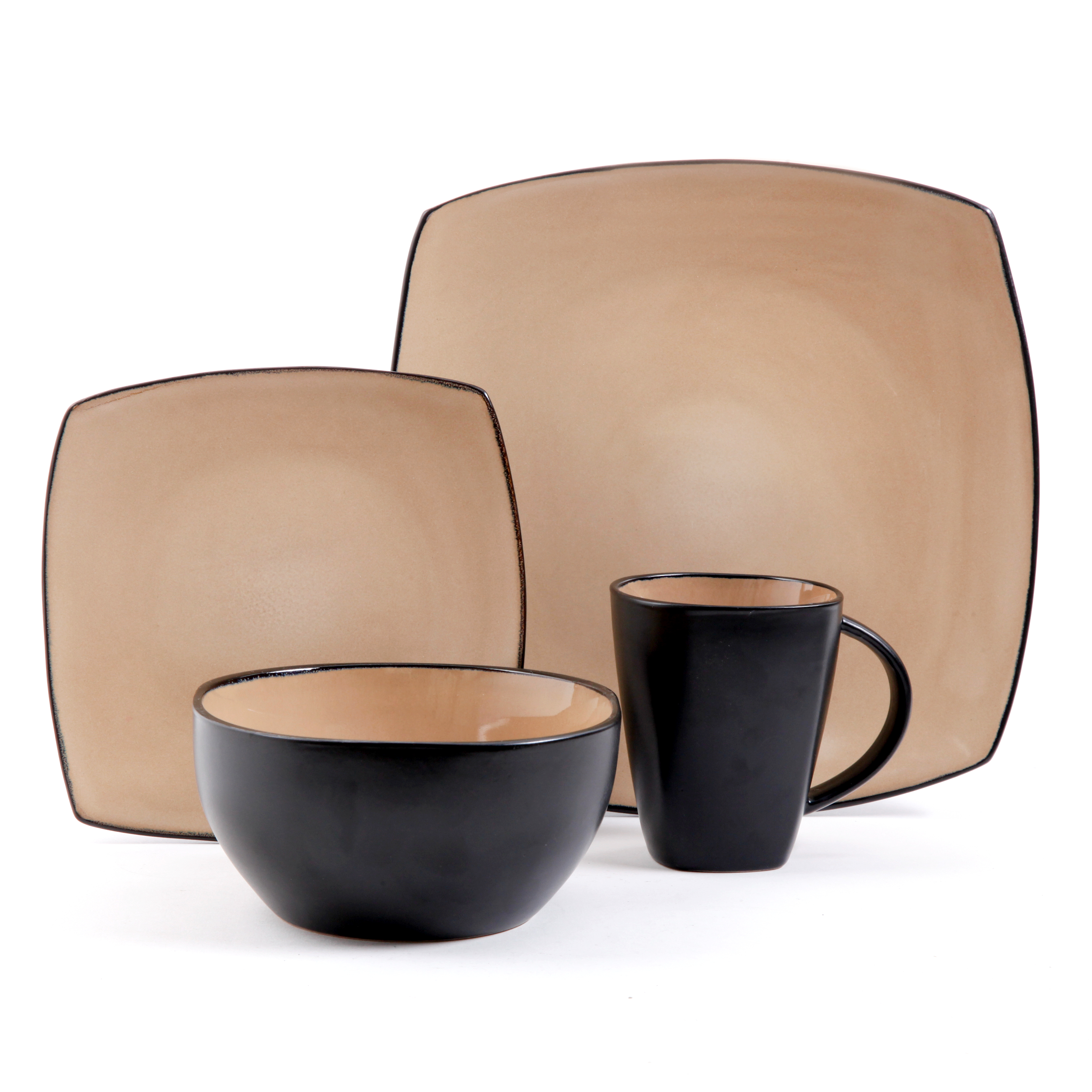 DINNERWARE SQAURE TAUPE 16PC SET