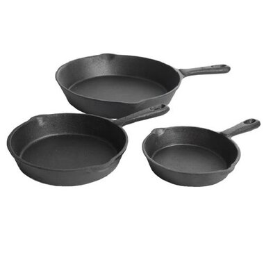 PRE-SEASONED CI SKILLET 3PC SET