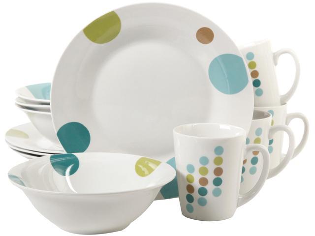 CERAMIC RETRO BLUE DOTS 16PC SET