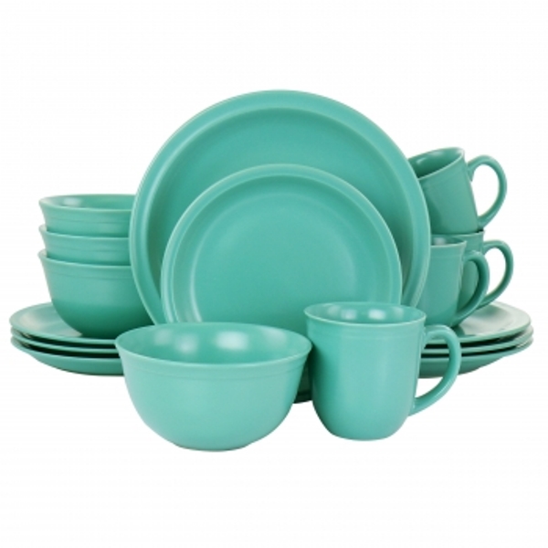 DINNERWARE ROUND MATTE GRN 16PC