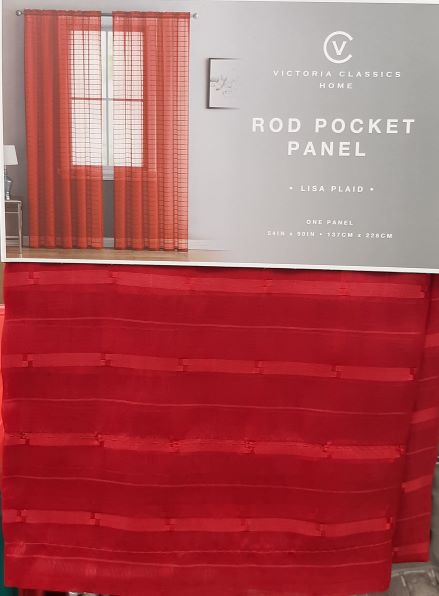 LISA PLAID SHEER ROD PANEL 55X90