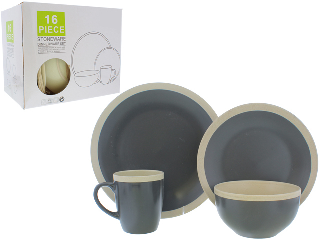 GREY/WHT DINNER 16PC SET
