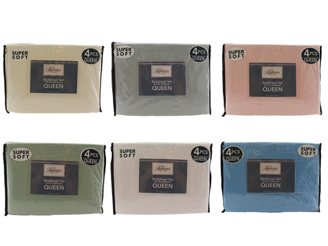 SOLID SHEET SET QUEEN ASST
