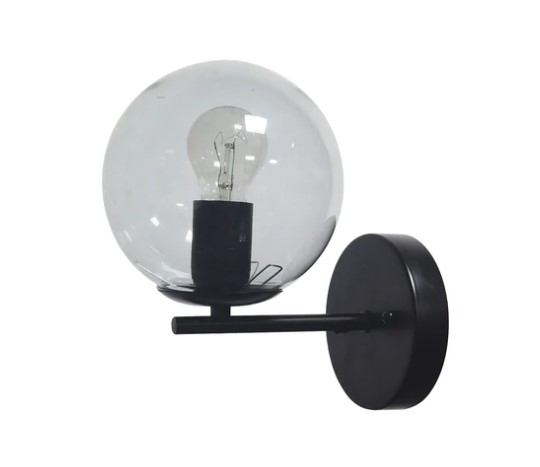 GLASS WALL LAMP E27-40W  BLK