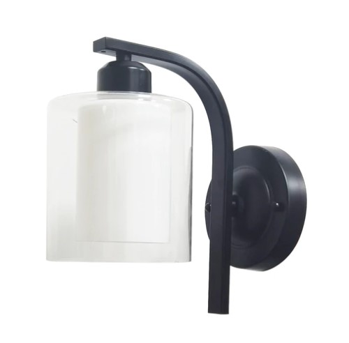 GLASS WALL LAMP E27-40W BLK