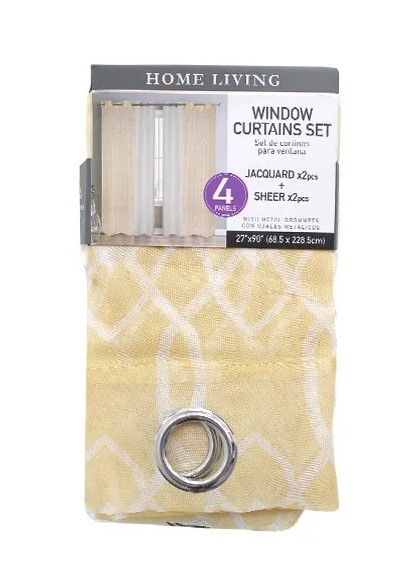 4PCS BEIGE WINDOW CURTAIN SET