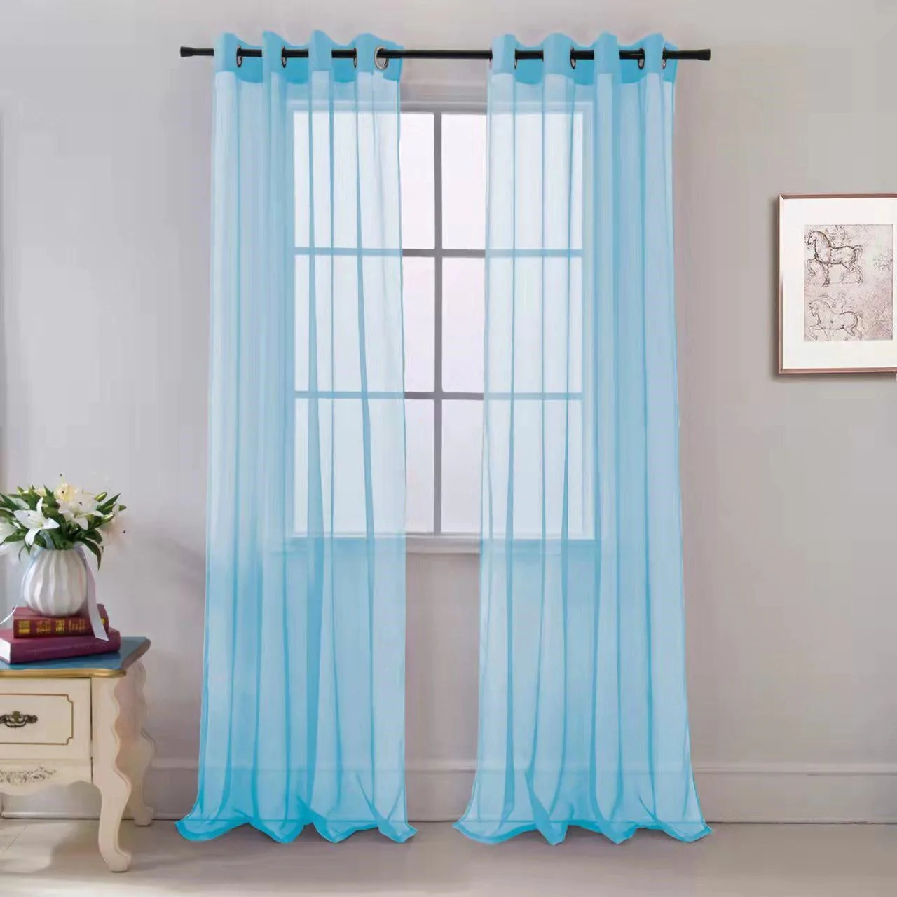 54"X84" LIGHT BLUE SHEER CURTAIN