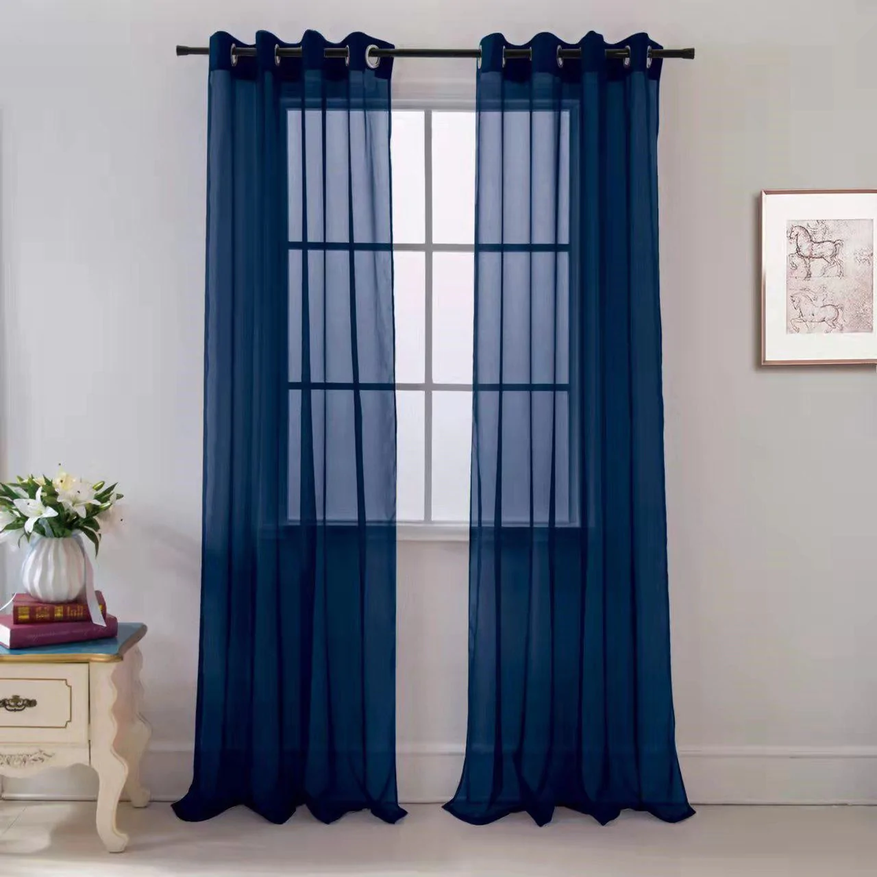 54"X84" NAVY BLUE SHEER CURTAIN