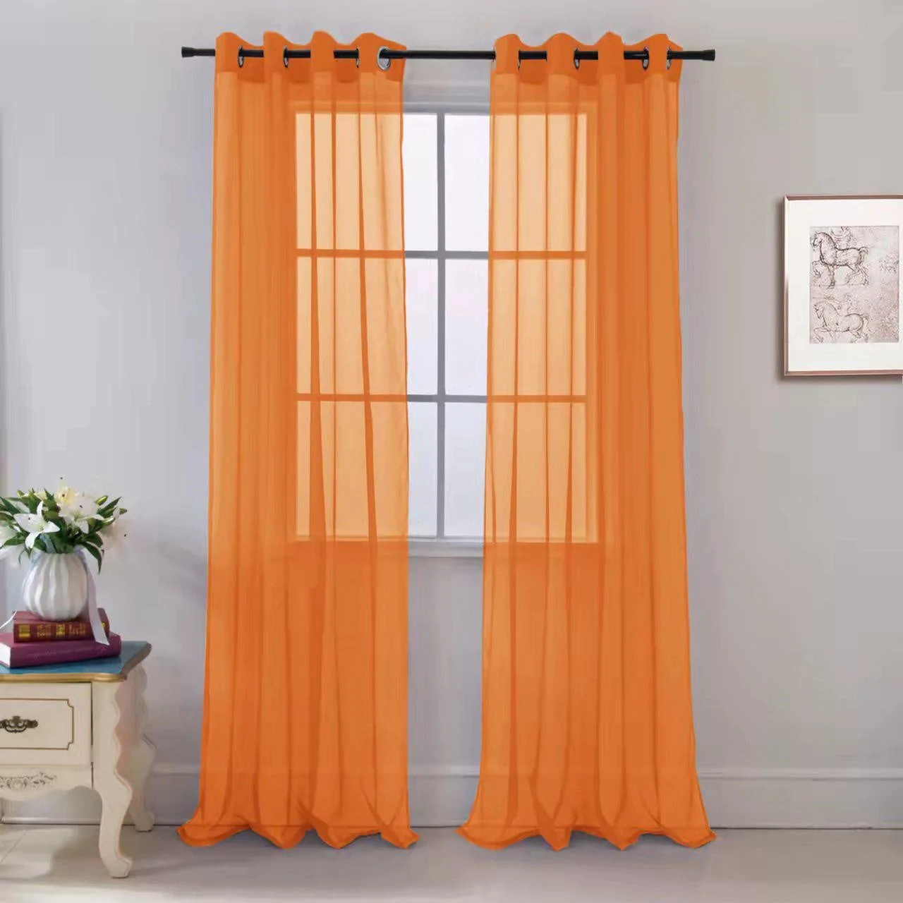 54"X84" ORANGE SHEER CURTAIN