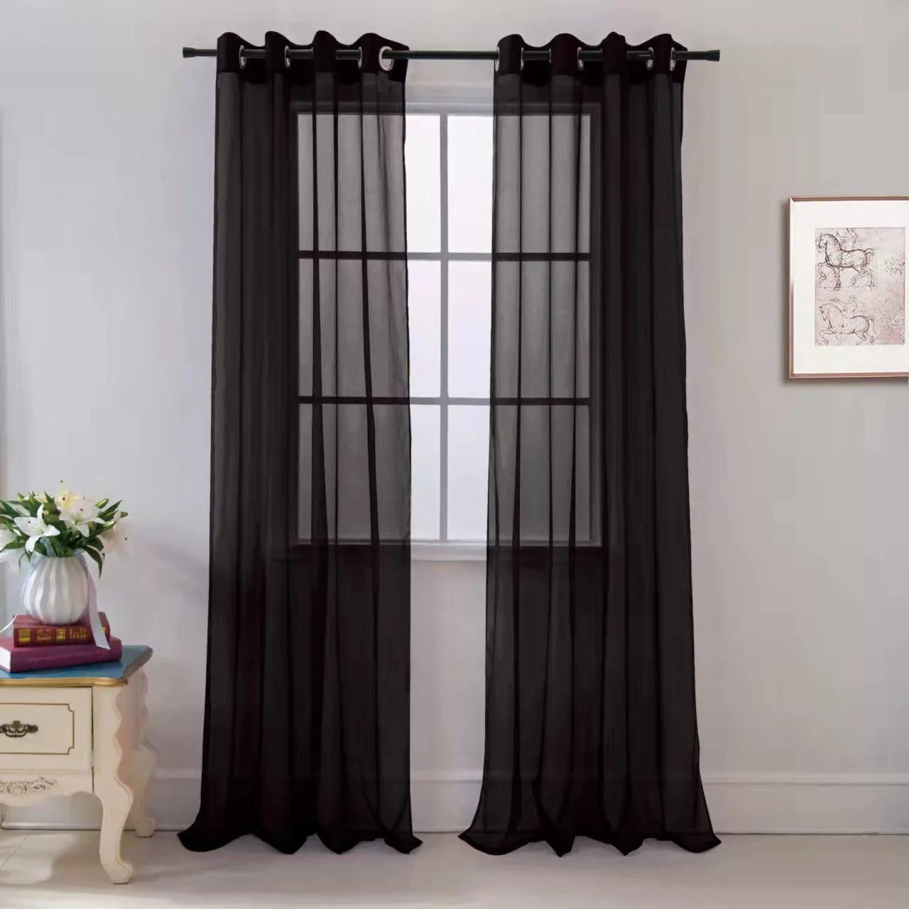 54"X84" BLACK SHEER CURTAIN