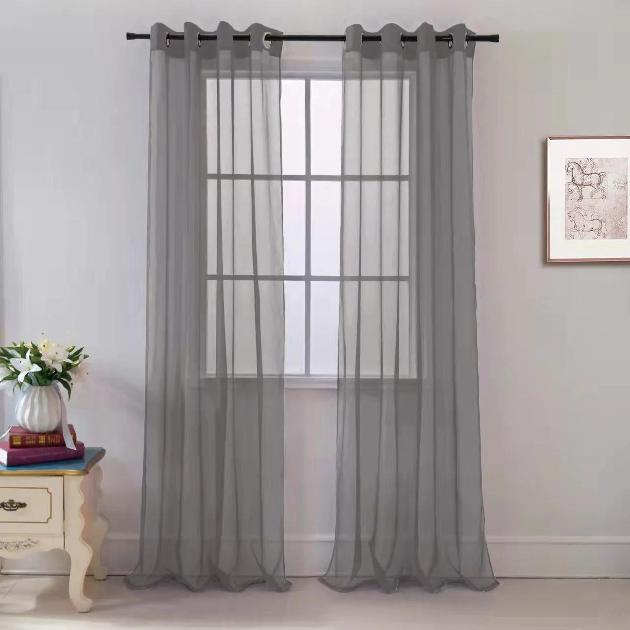 54"X84" CHARCOAL SHEER CURTAIN