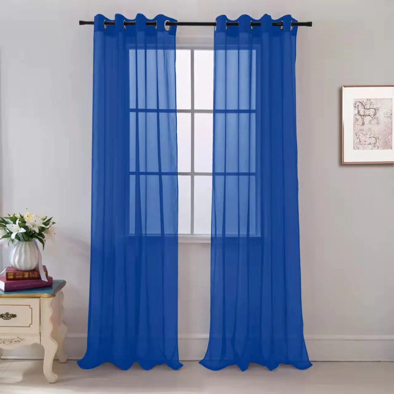 54"X84" ROYAL BLUE SHEER CURTAIN