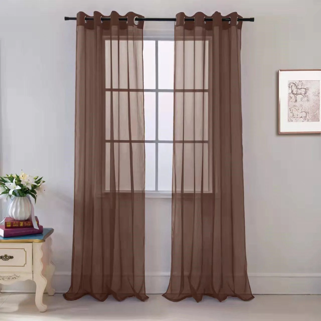 54"X84" BROWN SHEER CURTAIN