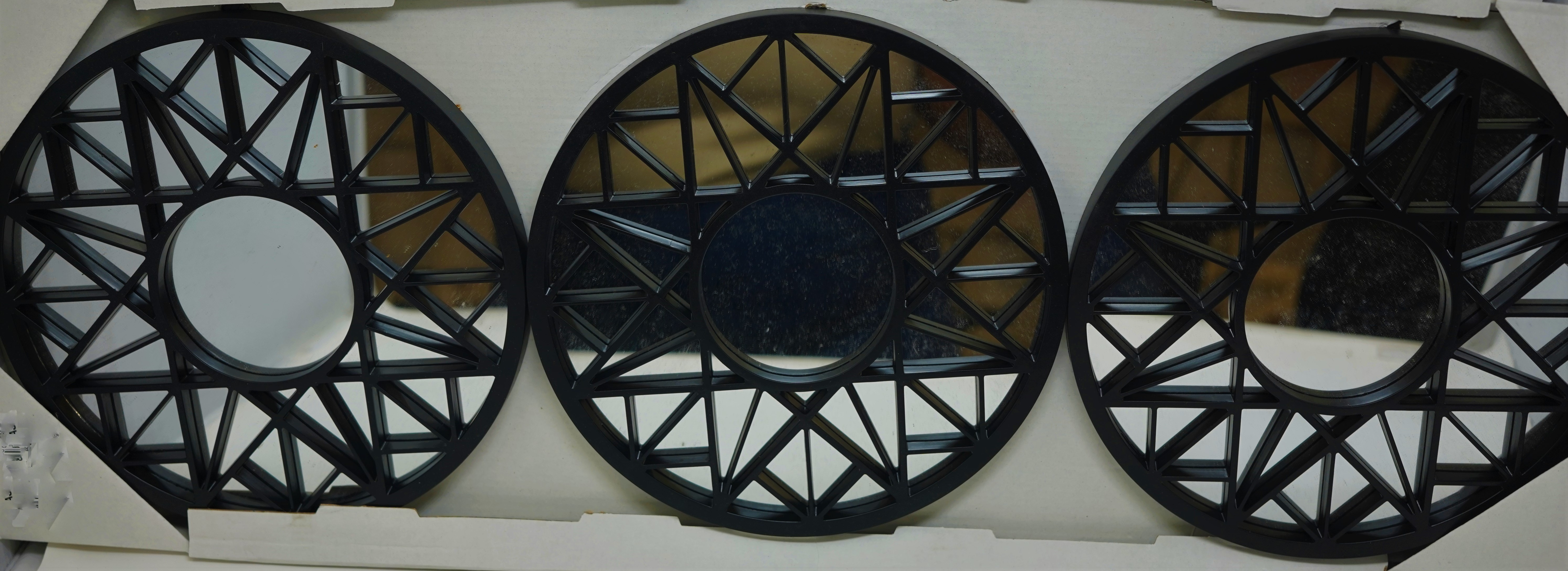 10' WALL MIRROR 25X25CM 3PC BLK