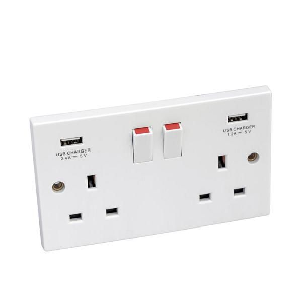13A TWIN SWTICHED SOCKET USB