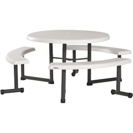 4FT ROUND TABLE W/PICNIC BENCH